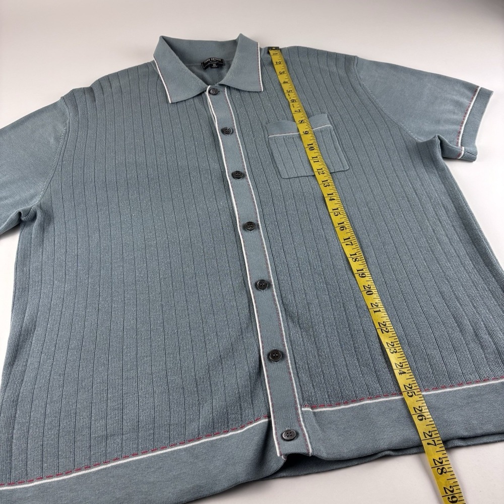 Todd Snyder Short Sleeve Button Shirt Men's XL Silk Blend Ribbed Lightweight - Picture 10 of 11